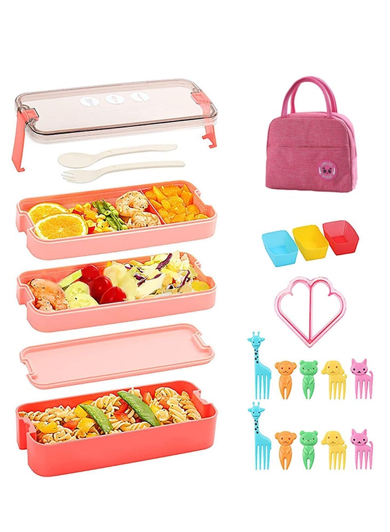 واي آند دي 17-Piece Bento Lunch Box for Kids and Adults with Spoon-Fork Meal Prep Containers Microwave-Safe Food Storage Salad Container Sandwich Snack Packing - Image 1