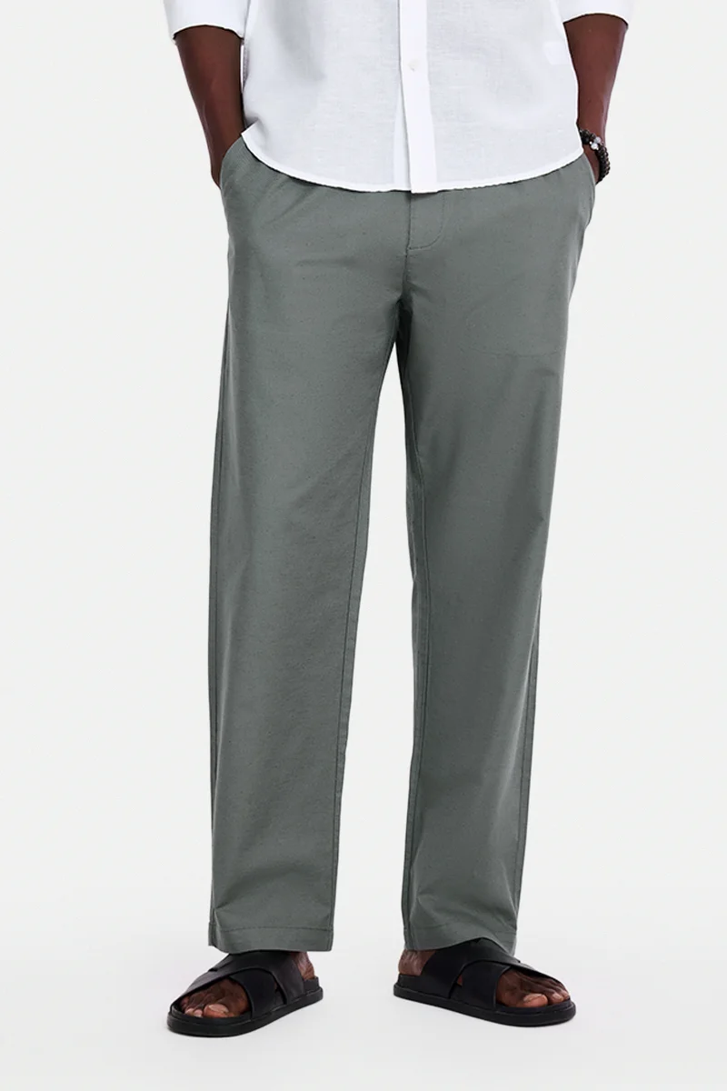 سنيتش Grey Textured Relaxed Track Pants