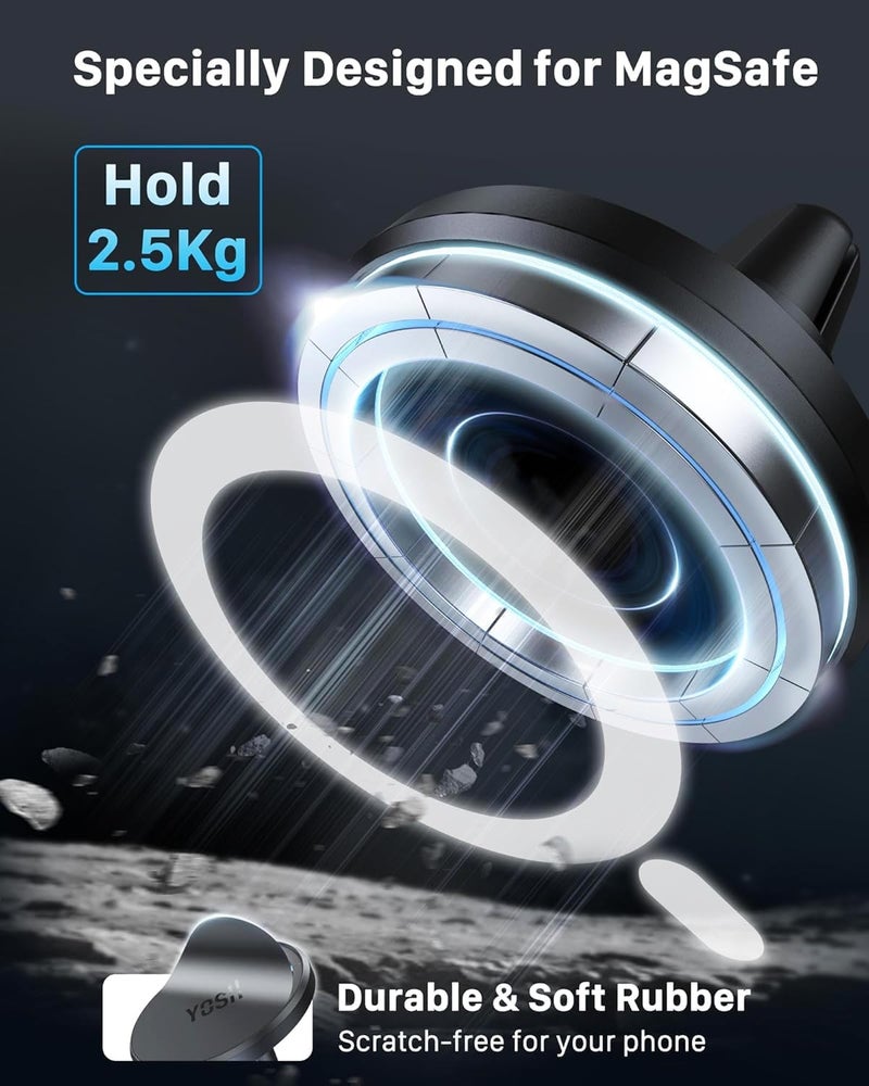 YOSH Mag-Safe Air Vent Car Mount Magnetic Phone Holder for iPhone 15/14/13/12 Series - Image 2