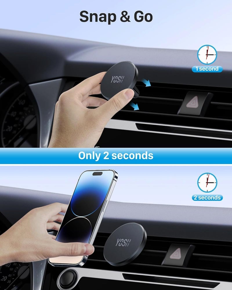 YOSH Mag-Safe Air Vent Car Mount Magnetic Phone Holder for iPhone 15/14/13/12 Series - Image 4