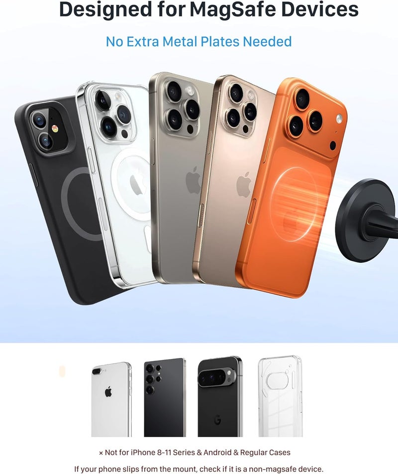 YOSH Mag-Safe Air Vent Car Mount Magnetic Phone Holder for iPhone 15/14/13/12 Series - Image 5