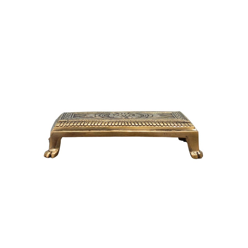 KALARAMBH KALARAMBH Brass BajathBajotPaatChourangChowki for Home Pooja Puja Mandir Temple Decor Collectible Handicraft Art Yellow 52 x 28 x 12 Inch L x W x H  - Image 3