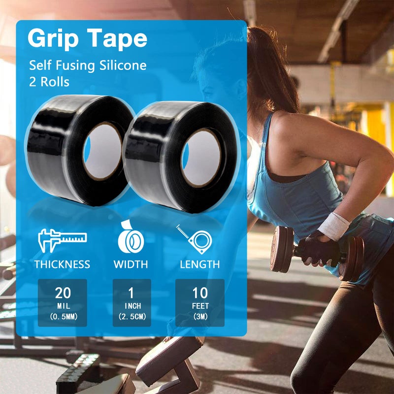 MEBMIK 2 Rolls 1IN X 10FT Grip Tape,Rubber Tape,Silicone Tape,Grip Tape for Handles,Self Fusing Silicone Tape,Grip Wrap,Handlebar Tape for Fishing Pole,Pull Up Bar,No Adhesive - Image 2