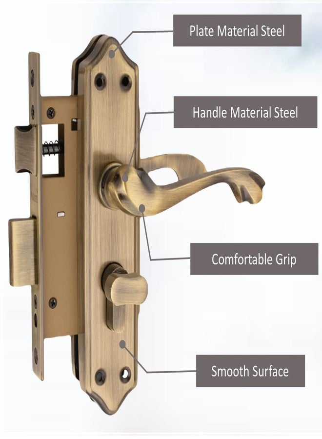 Atom Heavy Duty Mortise Door Lock with One Sided Key for Bedroom, Living Room, Main Door, Brass Antique Finish | 3 Keys | Lockset for House Hotel Office(PLUTOCYOSK) - Image 4