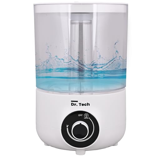 Dr. Tech LP-2207 Ultrasonic Humidifier with Manual Control Quiet Air Purifier for Dryness Cold & Cough for Home Office Adults Baby Bedroom (3.5L, 25-100W, Transparent White, Pack of 1) - Image 1