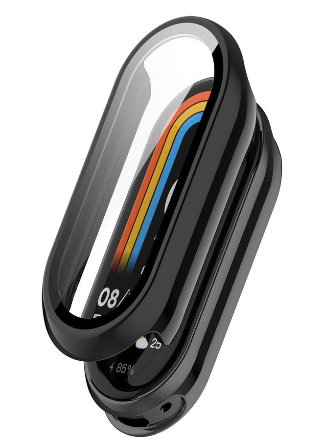AWADUO Compatible with Xiaomi MI Smart Band 10 Ceramic Edition Full Coverage PC Protective Case Cover with Tempered Glass Touchable Screen Protector Smartwatch Accessories(Black) - Image 2