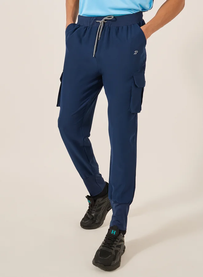 Styli Active Solid Woven Cargo Fit Running Trackpants