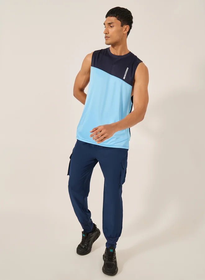 Styli Active Solid Woven Cargo Fit Running Trackpants