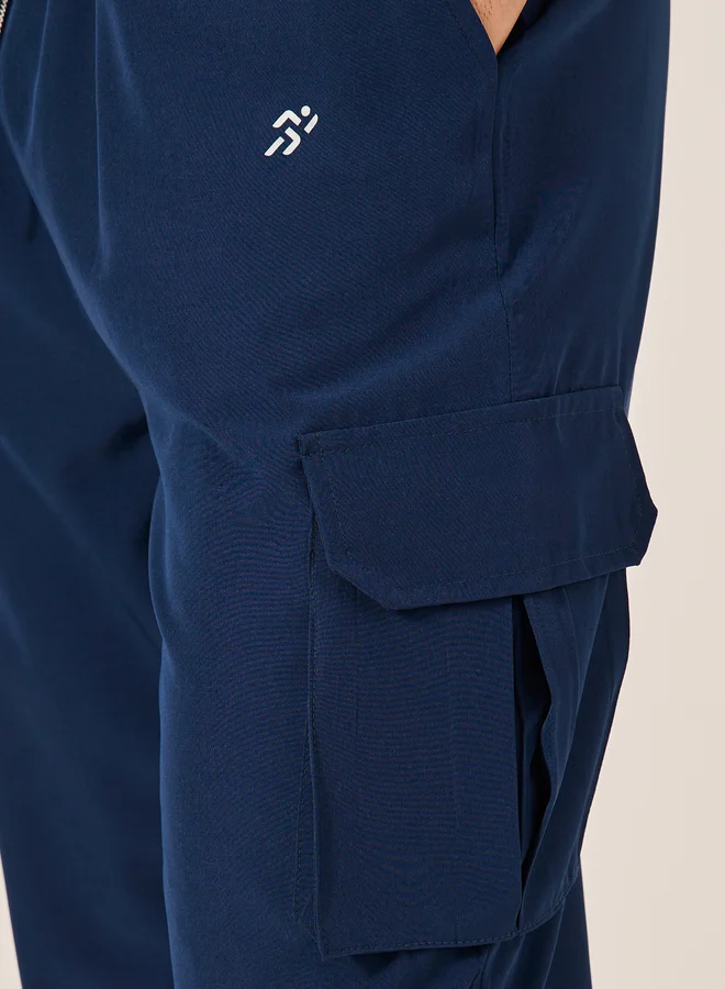 Styli Active Solid Woven Cargo Fit Running Trackpants
