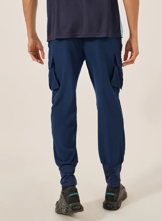 Styli Active Solid Woven Cargo Fit Running Trackpants