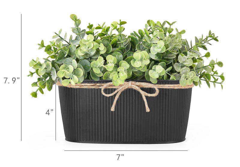 Dahey Artificial Eucalyptus Faux Plants Indoor for Farmhouse Home Decor Fake Potted Plants in Rustic Rectangular Pots Table Centerpiece for Bathroom Laundry Living Room Greenery Decor, Black - Image 5