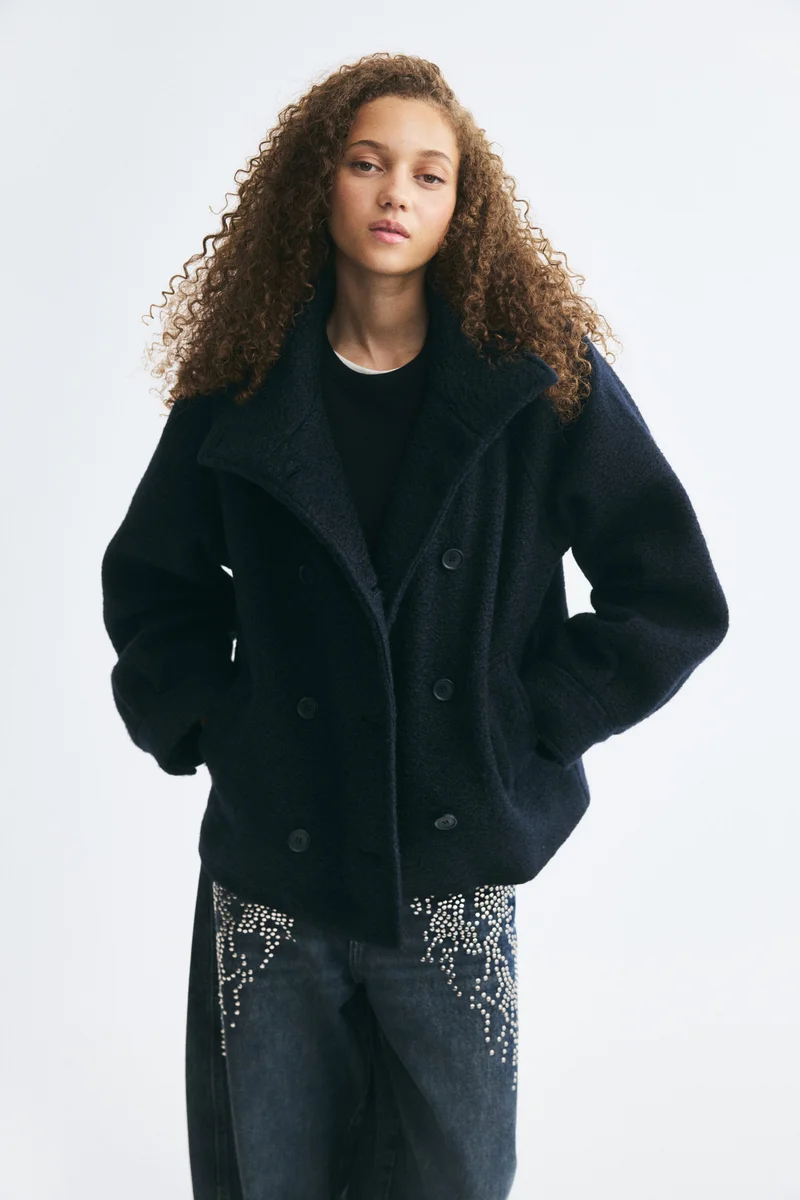 Brushed funnel-collar jacket