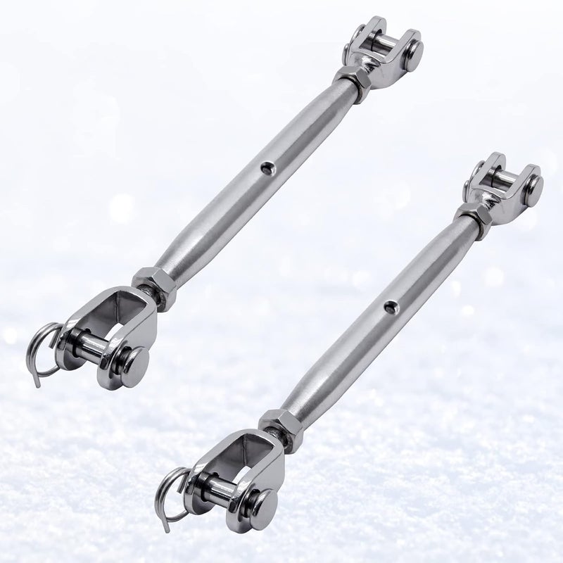 Suiwotin 2PCS 3/8" (M10) Turnbuckle Stainless Steel Jaw and Jaw Turnbuckle Rigging Screw, Closed Body Turnbuckle Jaw for Marine Grade - Image 2