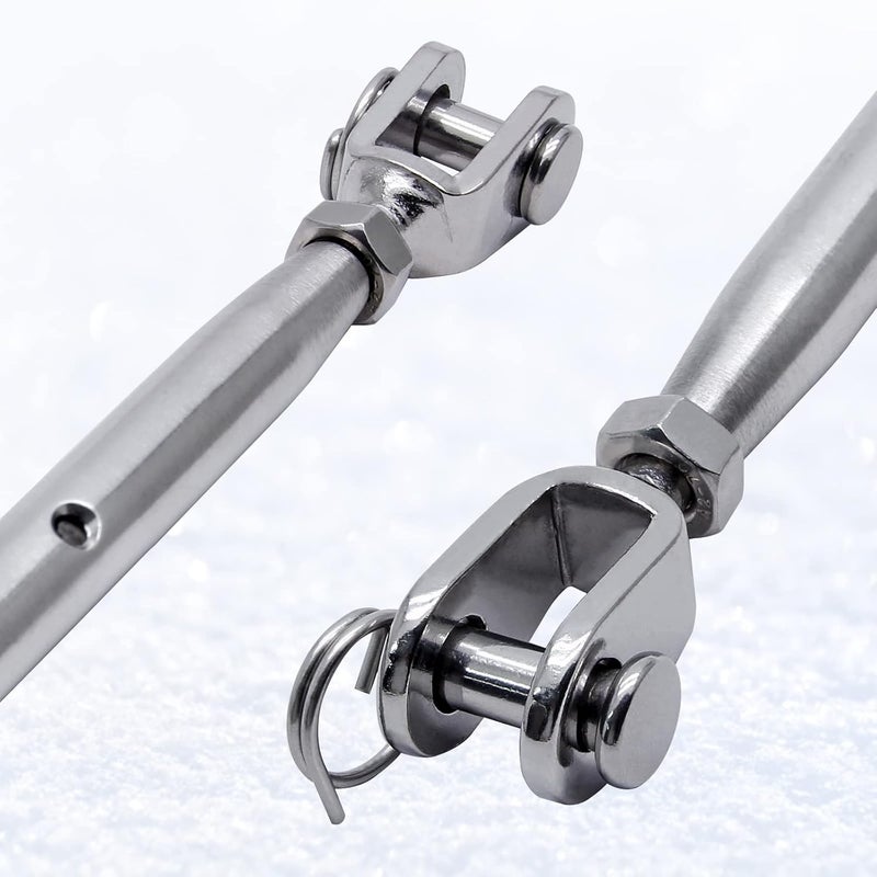 Suiwotin 2PCS 3/8" (M10) Turnbuckle Stainless Steel Jaw and Jaw Turnbuckle Rigging Screw, Closed Body Turnbuckle Jaw for Marine Grade - Image 3