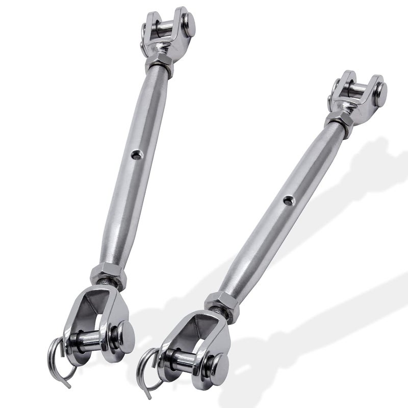 Suiwotin 2PCS 3/8" (M10) Turnbuckle Stainless Steel Jaw and Jaw Turnbuckle Rigging Screw, Closed Body Turnbuckle Jaw for Marine Grade - Image 1