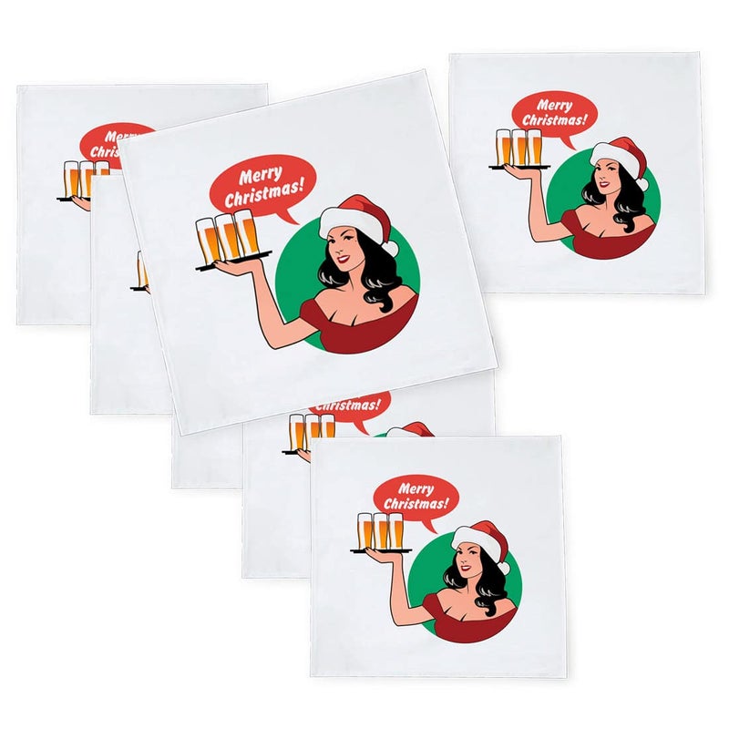 Khakee 6 Pcs Christmas Theme Silk Table Napkins 10x 10 for Xmas Decoration Christmas OrnamentsChristmas Giftxmas21218 - Image 1