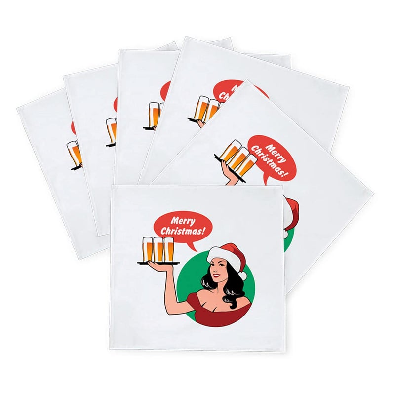 Khakee 6 Pcs Christmas Theme Silk Table Napkins 10x 10 for Xmas Decoration Christmas OrnamentsChristmas Giftxmas21218 - Image 2