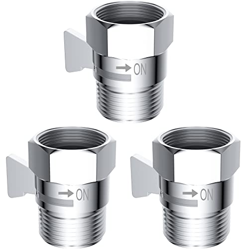 Hibbent All Metal 3 Pack Shower Head Flow Control Valve, G1/2 Brass Shut-off Valve with Metal Handle Lever, Shut OFF Water Flow Control Regulator for Handheld Shower, or Bidet Sprayer, Chrome - Image 1
