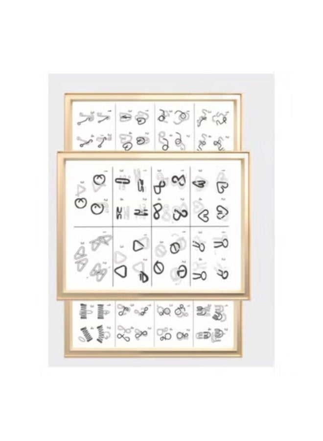 Metal Wire Puzzle Set of 24 with Pouch, Brain Teaser IQ Test, Disentanglemen Iron Link, Unlock Interlock Game, Chinese Ring Magic Trick Toy - Image 4