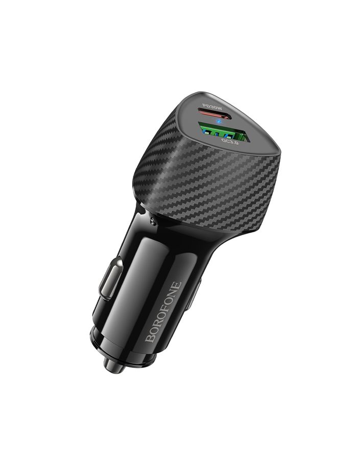 BOROFONE BZ31C Solid PD30W Type-C + QC3.0 USB Car Charger(Black)
