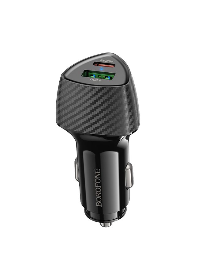 BOROFONE BZ31C Solid PD30W Type-C + QC3.0 USB Car Charger(Black)