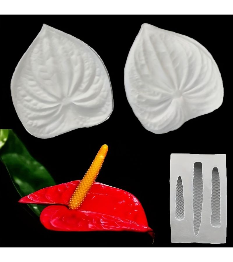 Anthurium Stamens Silicone Fondant Mould For Cake Decorating Chocolate Gumpaste Sugarcraft Kitchen Gadget For Easy Flower Design Christmas Halloween Event Party Supplies - Image 1