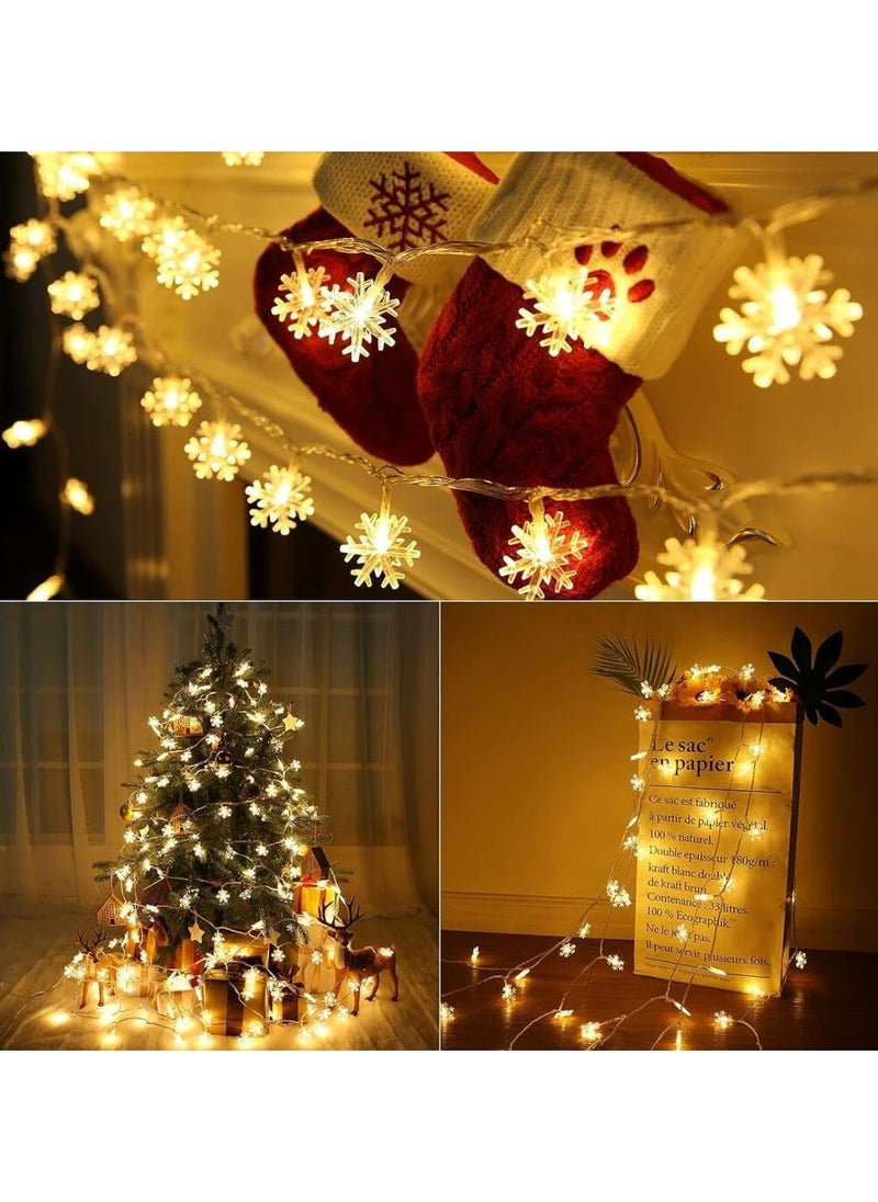 CMGTYYD. مصابيح خيط أضواء سلسلة ندفة الثلج لعيد الميلاد، 6 أمتار 40 LED مع وضعين لأضواء عيد الميلاد أضواء زينة شجرة عيد الميلاد أضواء سلسلة أضواء شجرة عيد الميلاد زينة شجرة عيد الميلاد المعلقة لعيد الميلاد - أبيض دافئ  - Image 4