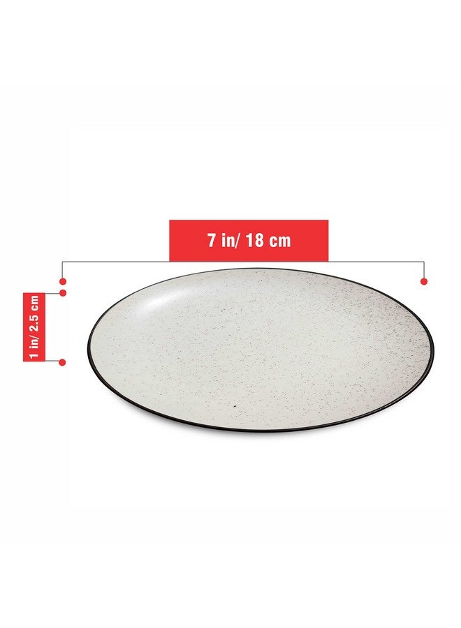 Pure Source India Ceramic Handcrafted Dotted White Quarter Plates Set of 4, Small Side Plates for Dinner and Snacks (7 Inch, 4 Pieces, Microwave Safe) - Image 3