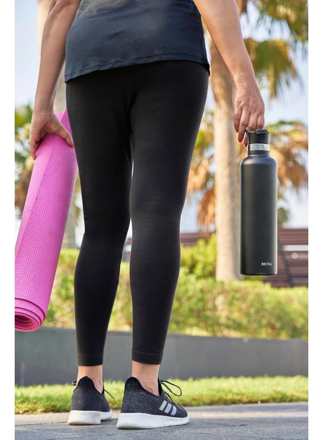 Moya 'Coral Reef' 1L Insulated Sustainable Water Bottle Black - Image 3