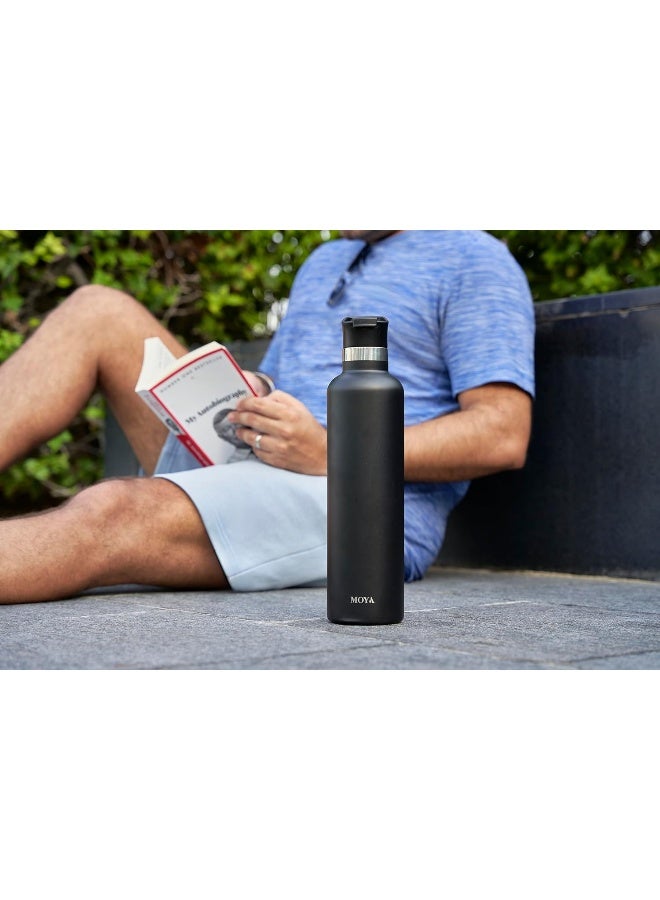 Moya 'Coral Reef' 1L Insulated Sustainable Water Bottle Black - Image 5
