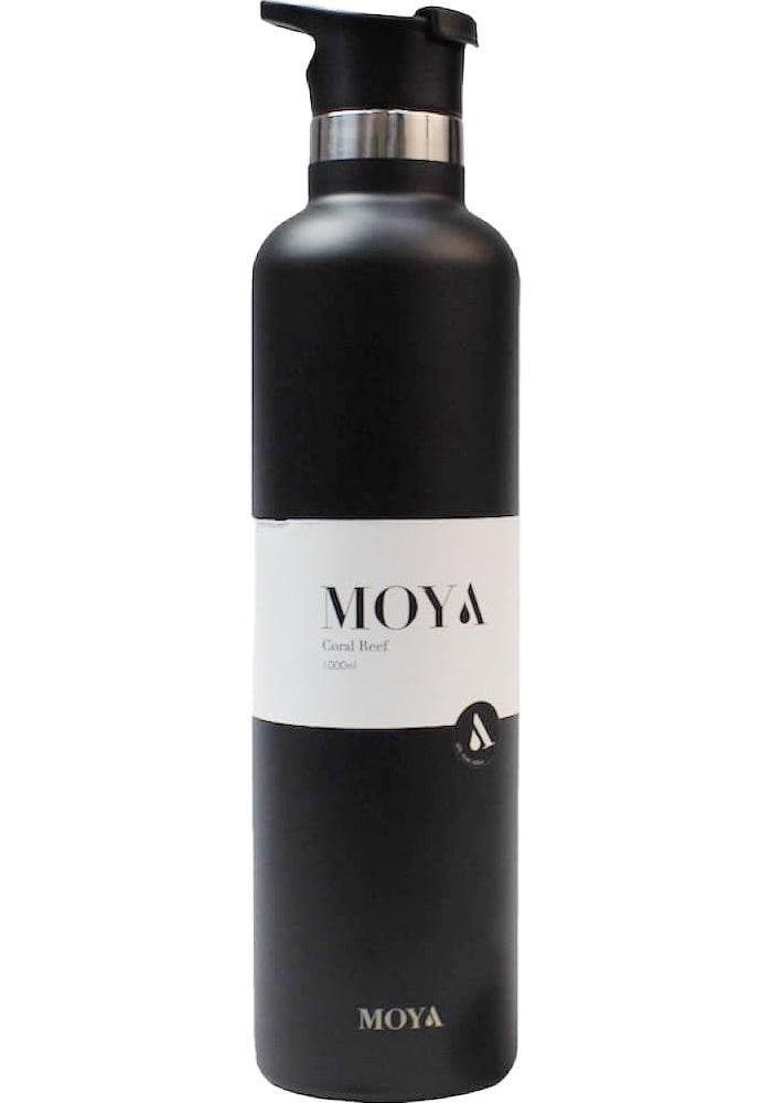 Moya 'Coral Reef' 1L Insulated Sustainable Water Bottle Black - Image 1