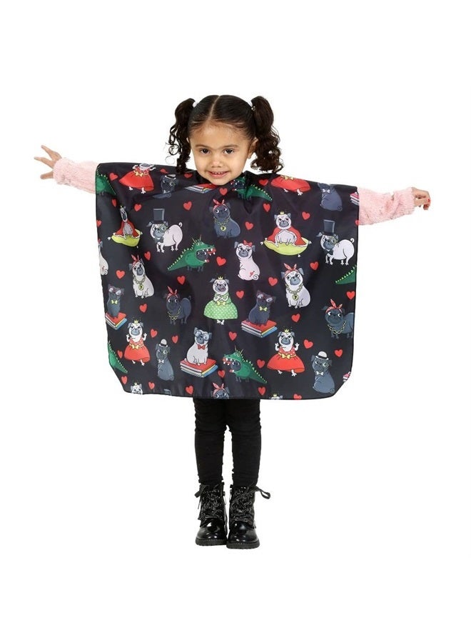 Plum Hill Kids Size Pug Barber Cape For Hair Cutting at Home or Professional Salon, Barber Shop Hair Cutting Cape Adjustable Neck with Plastic Snaps, Little Girl - Image 2