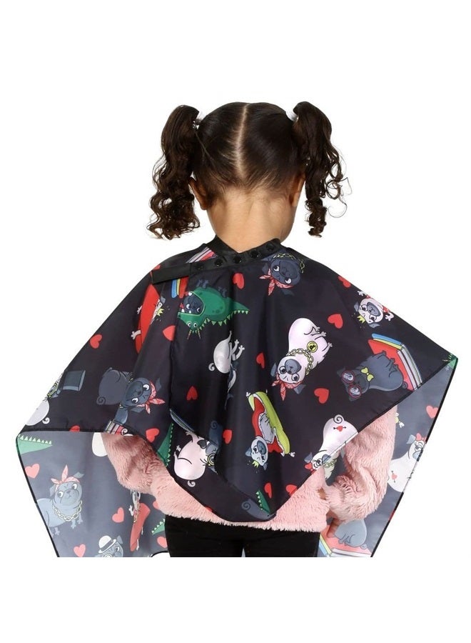 Plum Hill Kids Size Pug Barber Cape For Hair Cutting at Home or Professional Salon, Barber Shop Hair Cutting Cape Adjustable Neck with Plastic Snaps, Little Girl - Image 4