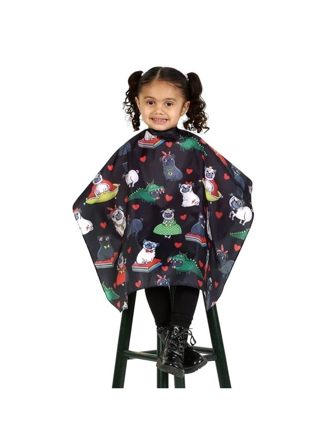 Plum Hill Kids Size Pug Barber Cape For Hair Cutting at Home or Professional Salon, Barber Shop Hair Cutting Cape Adjustable Neck with Plastic Snaps, Little Girl - Image 3