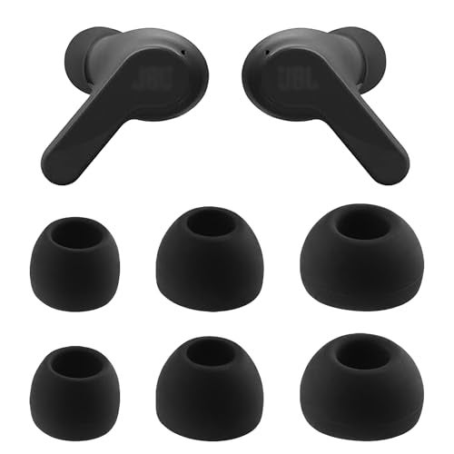 NANLANFAN Replacement Silicone Ear Tips for JBL Vibe Beam 2 / JBL Vibe Beam/JBL Vibe 200TWS / JBL Wave Beam Wireless Earbuds, 3 Pairs (S/M/L, Black) - Image 1