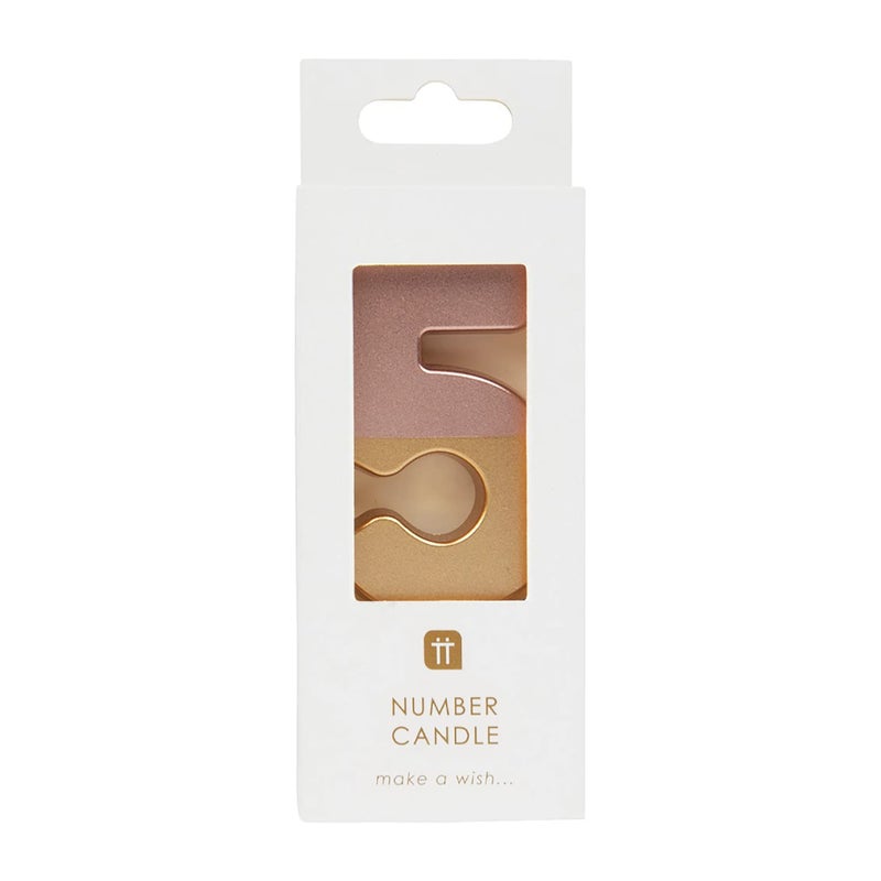 Talking Tables Rose Gold Number 5 Candle Premium Quality Pink Birthday Cake Topper Decoration for Kids, Adults, 50th Party, Anniversary, Milestone, ROSEGOLD5 - Image 2