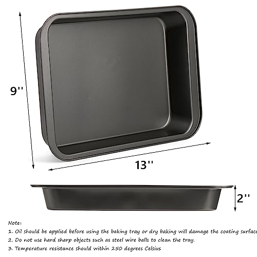 Lyellfe 3 Pack Rectangle Baking Pan, Non-Stick Cake Pans for Oven, 13 x 9 Inch Deep Cookie Sheet Tray for Brownie Lasagna Casserole Bread, BPA Free - Image 2