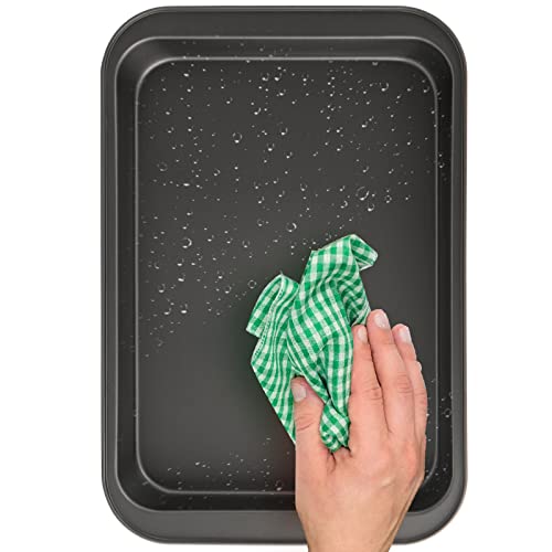 Lyellfe 3 Pack Rectangle Baking Pan, Non-Stick Cake Pans for Oven, 13 x 9 Inch Deep Cookie Sheet Tray for Brownie Lasagna Casserole Bread, BPA Free - Image 3