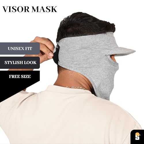 SOUL eTHICS R2 Cotton Visor Face Mask | Unisex Balaclava | Full Face Ninja Mask | Unisex Bike Riding & Cycling, Anti Pollution Dust & Sun Protection Full Face Cover Reusable Visor Mask (Light Grey) - Image 3