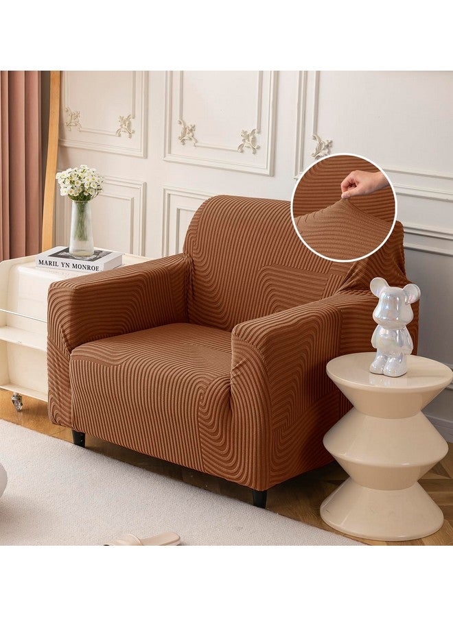 House of Quirk Universal Jacquard Waterproof Thickened Fabric Sofa Cover Soft Touching Cover for Couch Flexible Stretch Sofa Slipcover (One Seater, Camel) - Image 1