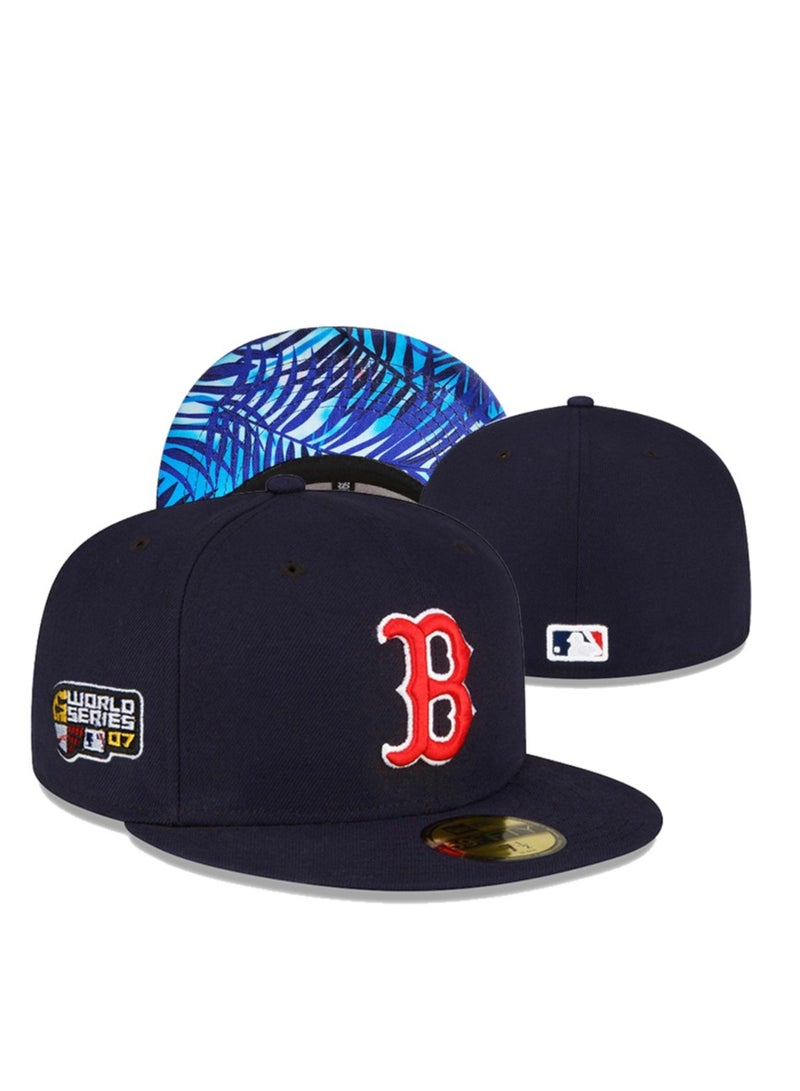 NEW ERA Red Sox Baseball Cap, Blue Palm Leaf Crown, World Series Patch - 58.7cm 