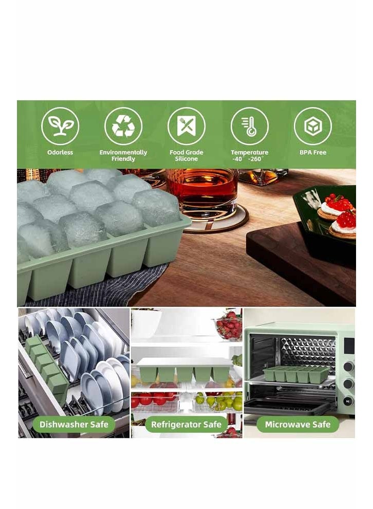 Silicone Ice Cube Trays for Freezer  Easy Release Square Ice Cubes Mold- Best Rubber Ice Cube Tray Shapes for Whiskey Cocktail Coffee- Mini Fridge Silicone Old Fashioned Ice Cube Tray - Image 2