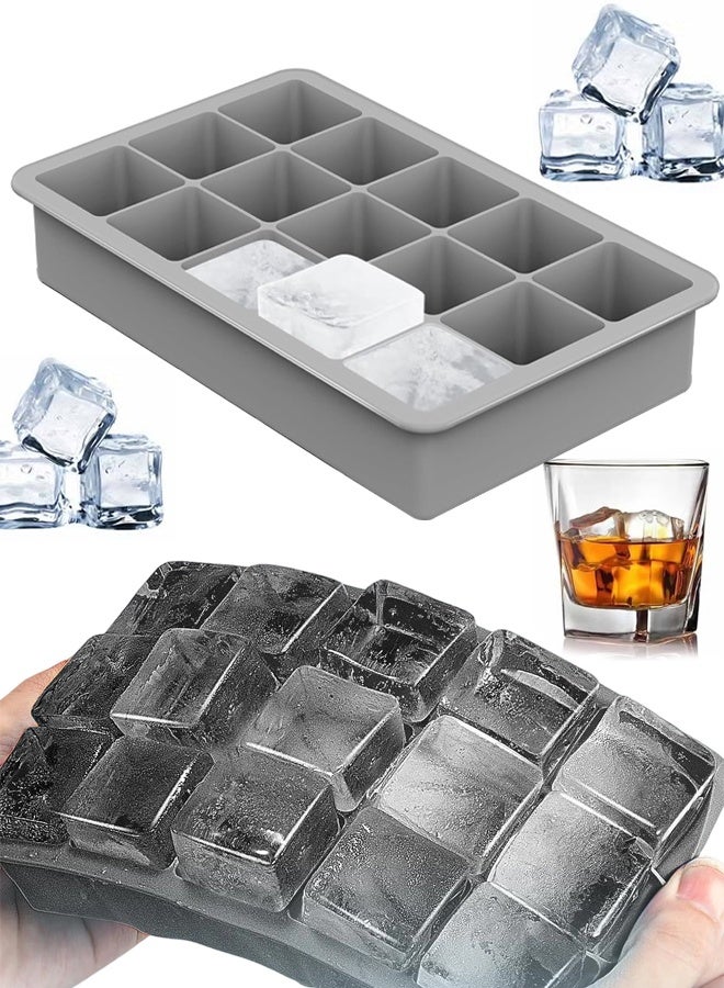 Silicone Ice Cube Trays for Freezer  Easy Release Square Ice Cubes Mold- Best Rubber Ice Cube Tray Shapes for Whiskey Cocktail Coffee- Mini Fridge Silicone Old Fashioned Ice Cube Tray - Image 1