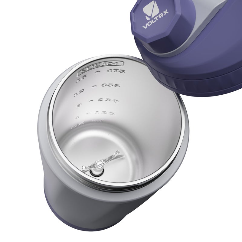 VOLTRX ChillMix Shaker Bottle Insulated Stainless Steel - USB C Rechargeable Electric Protein Shake Mixer, Shaker Cups for Protein Shakes and Meal Replacement, Misty Lilac, 16 oz - Image 4
