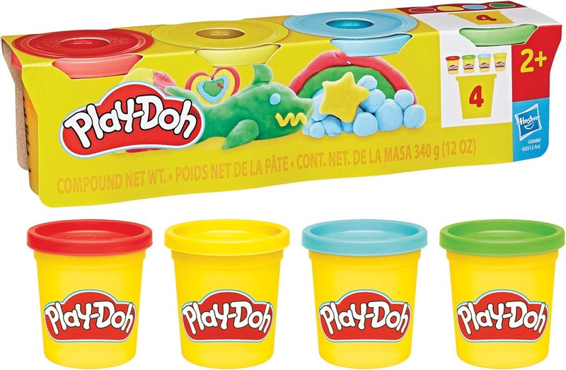 Play-Doh باي-دو 4 عبوات بألوان كلاسيكية، 3 أونصات من مركب النمذجة، فنون وحرف للأطفال، ألعاب رياض الأطفال للبنات والأولاد 2+ - Image 1