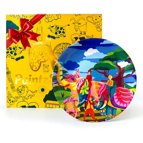 PAINTZSTORIES Decorative Wall Plate for Home Decoration | Ceramic Wall Art Plate | Wall Decor items for Living Room & Bedroom | Handmade Artwork Divine Celebrations | Gift for house | 10 INCH - Image 1