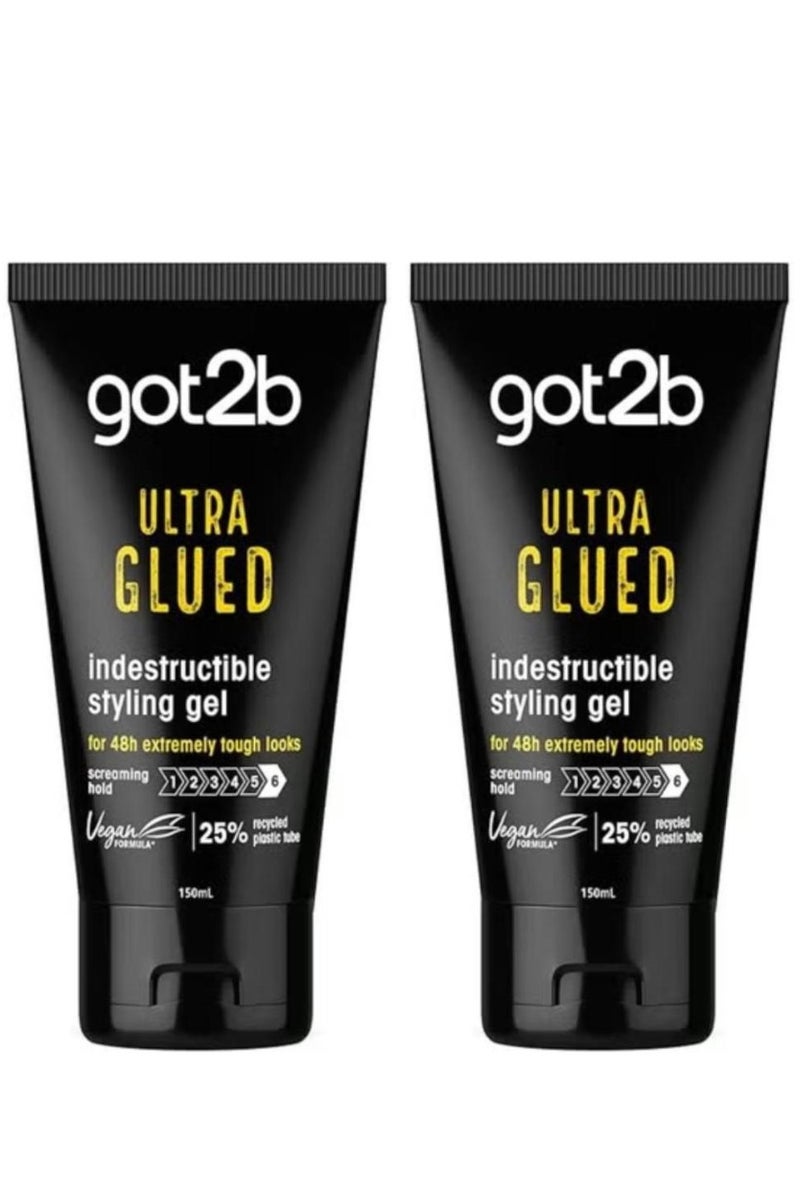 Got2b Ultra Glued Styling Gel For Edges Strong Hold 2 Pcs 2*150 ml