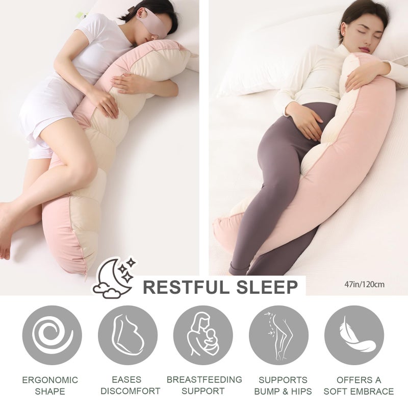 Ailuteie Peallow(Pat. Pend) â€“ Long Round Body Pillow for Adults, Bolster Pillow for Sleeping, Soft and Supportive Pillow for Sleeping & Lumbar Support,Blush Pink - Image 5