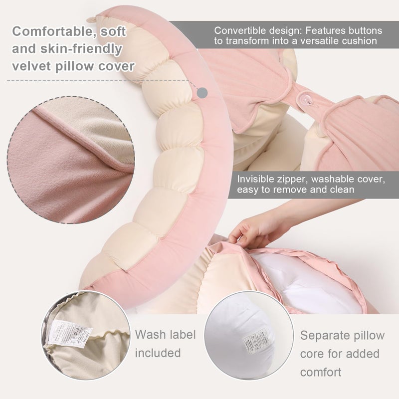 Ailuteie Peallow(Pat. Pend) â€“ Long Round Body Pillow for Adults, Bolster Pillow for Sleeping, Soft and Supportive Pillow for Sleeping & Lumbar Support,Blush Pink - Image 4
