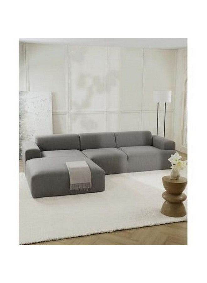 الهوم كنبة 4 مقاعد شكل حرفL   من الكتان - بيج - Image 1